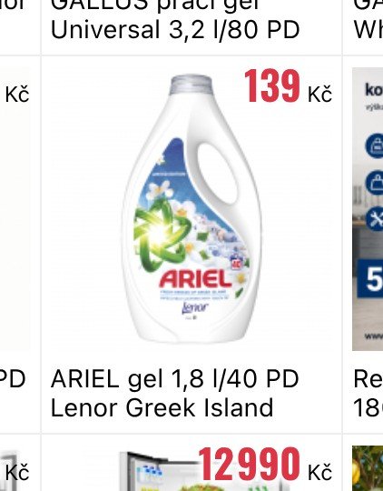 ARIEL gel 1,8 l/40 PD Lenor Greek Island