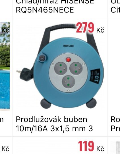 Prodlužovák buben 10m/16A 3x1,5 mm 3