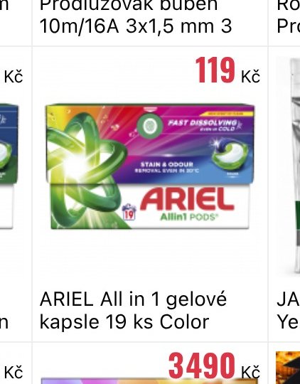 ARIEL All in 1 gelové kapsle 19 ks Color