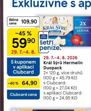Král Sýrů Hermelín Duopack