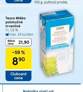 Tesco Mléko polotučné trvanlivé