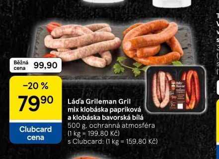 Láďa Grileman Gril mix klobáska papriková a klobáska bavorská bílá 500 g