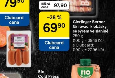 Gierlinger Berner Grilovací klobásky se sýrem ve slanině 250 g