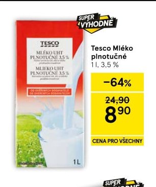 Tesco Mléko plnotučné