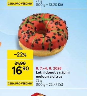 Letní donut s náplní meloun a citrus