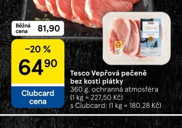 Tesco Vepřová pečeně bez kosti plátky 360 g
