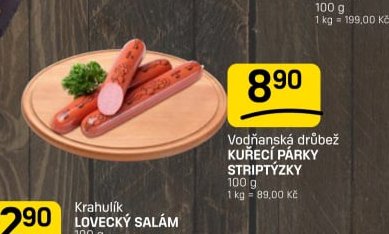 Vodňanská drůbež KUŘECÍ PÁRKY STRIPTÝZKY
