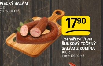 Uzenářství Vávra ŠUNKOVÝ TOČENÝ SALÁM Z KOMÍNA