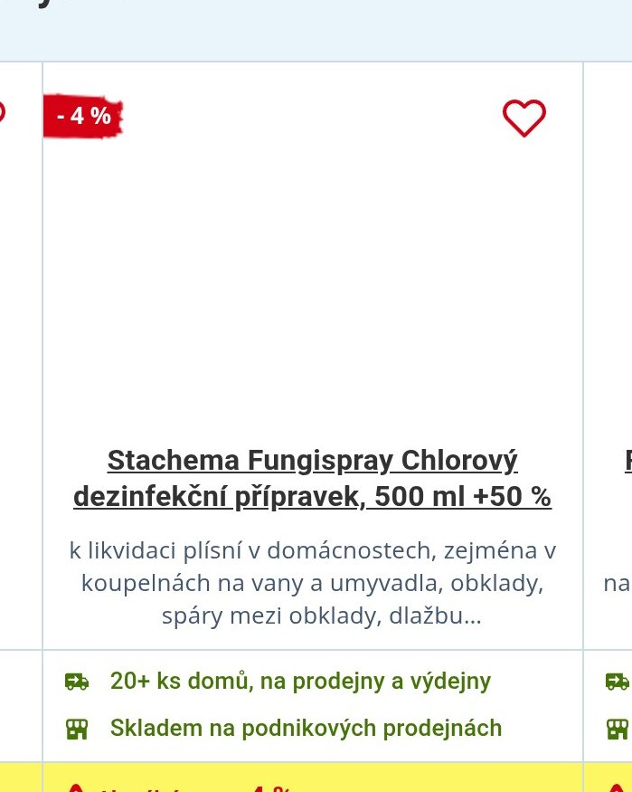 Stachema Fungispray Chlorový dezinfekční přípravek, 500 ml +50 %