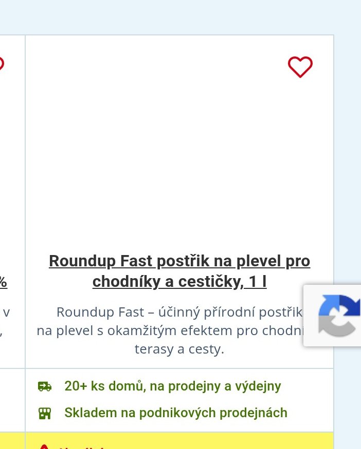Roundup Fast postřik na plevel pro chodníky a cestičky, 1 l