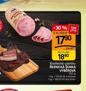 Kostlecké uzeniny ŘEZNICKÁ ŠUNKA VÝBĚROVÁ