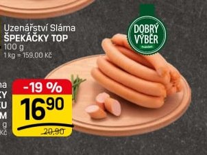 Uzenářství Sláma VÍDEŇSKÉ PÁRKY VE SKOPOVÉM STŘÍVKU DOBRÝ VÝBĚR PRÉMIUM
