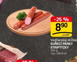 Vodňanská drůbež KUŘECÍ PÁRKY STRIPTÝZKY