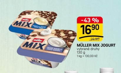 MÜLLER MIX JOGURT vybrané druhy 130 g
