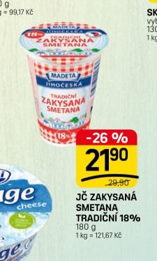 JČ ZAKYSANÁ SMETANA TRADIČNÍ 18% 180 g