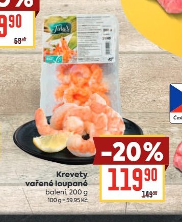 Krevety vařené loupané