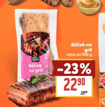 Bůček na gril cena za 100 g