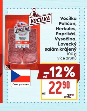 Vocílka Poličan, Herkules, Paprikáš, Vysočina, Lovecký salám krájený 100 g