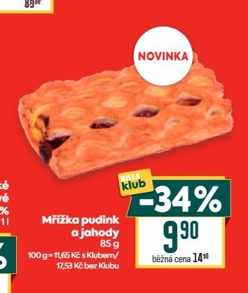 Mřížka pudink a jahody