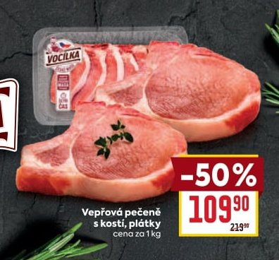 Vepřová pečeně s kostí, plátky