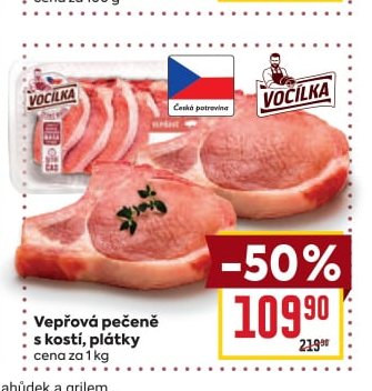 Vepřová pečeně s kostí, plátky