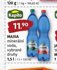 MAXIA minerální voda, vybrané druhy