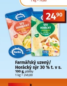Farmářský uzený/Horácký sýr 30 % t. v s.