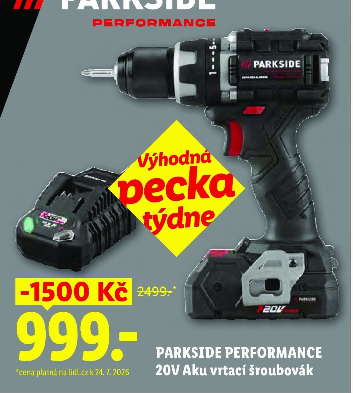 PARKSIDE PERFORMANCE 20V Aku vrtací šroubovák