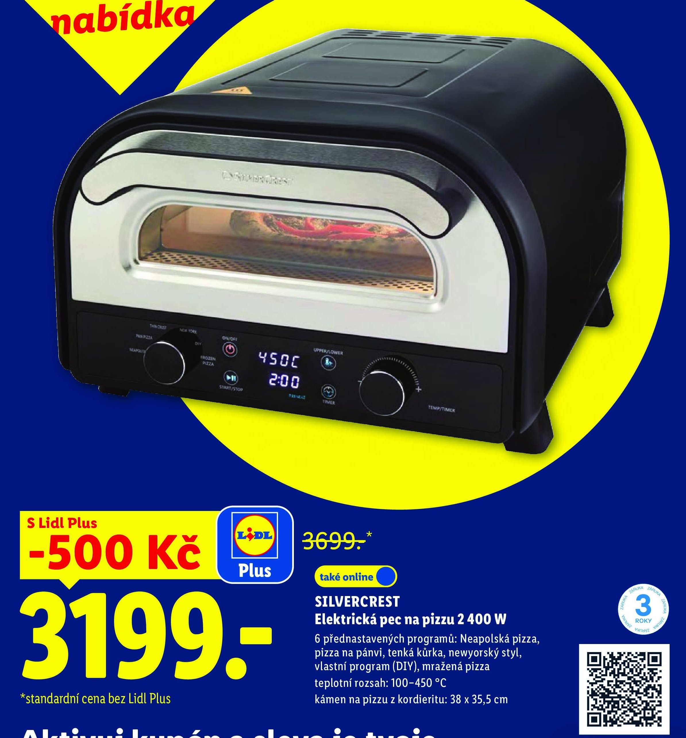 SILVERCREST Elektrická pec na pizzu 2 400 W