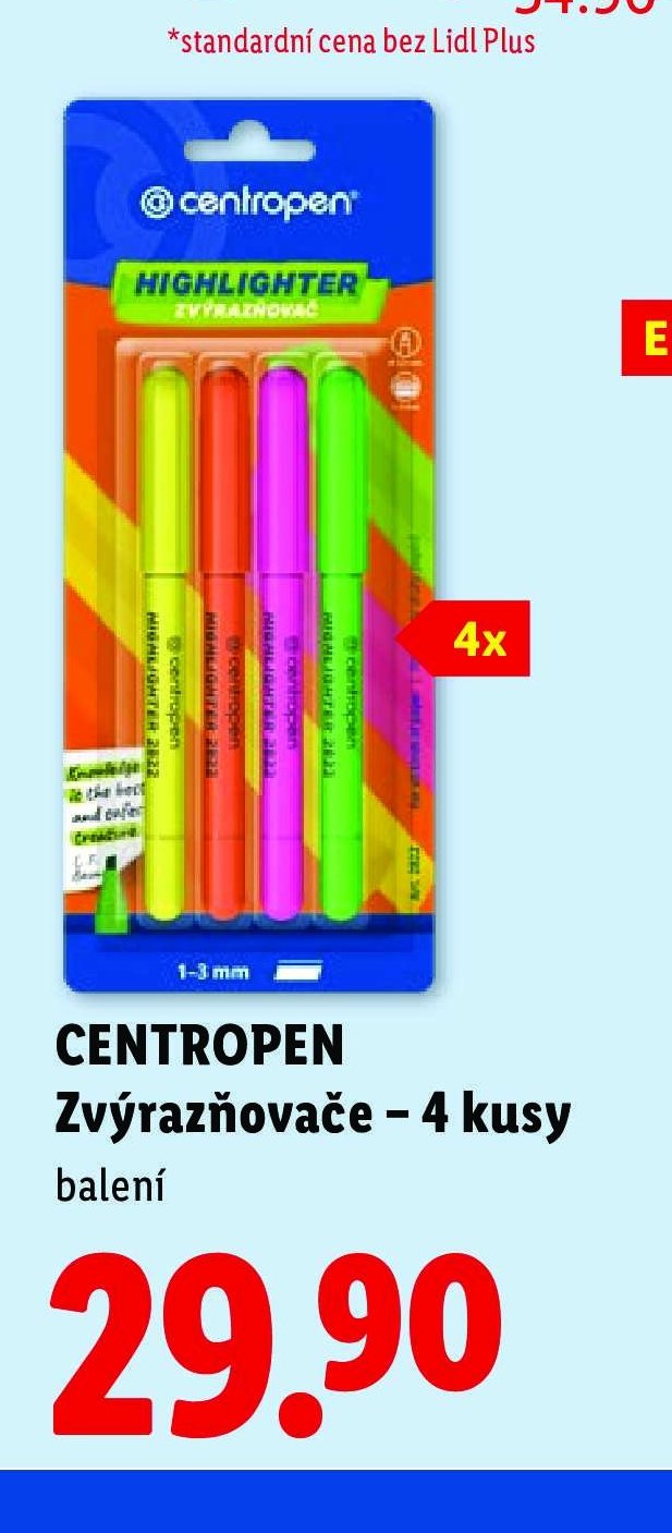 CENTROPEN Zvýrazňovače – 4 kusy