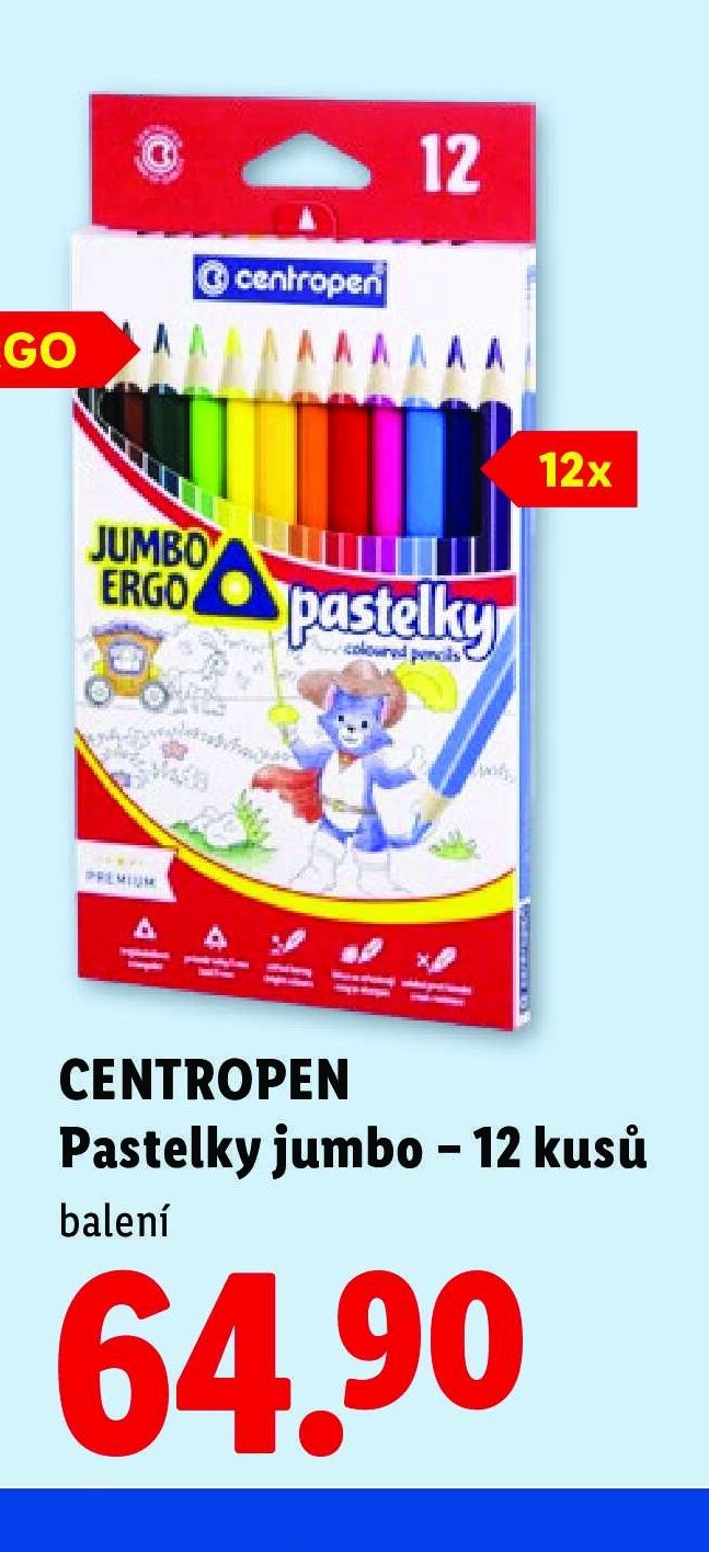 CENTROPEN Pastelky jumbo – 12 kusů