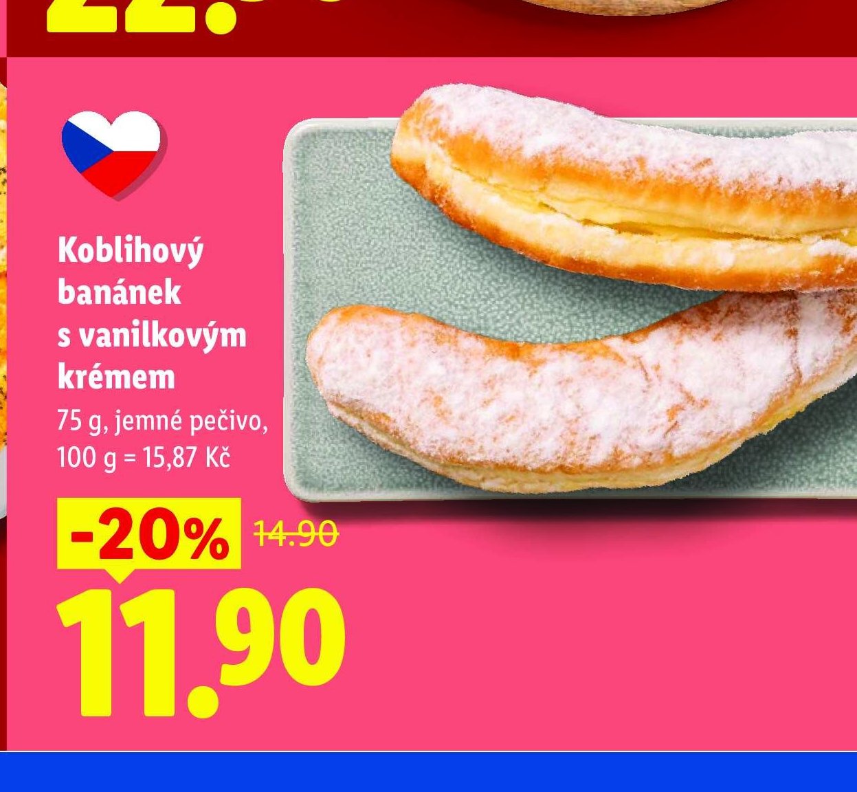 Koblihový banánek s vanilkovým krémem