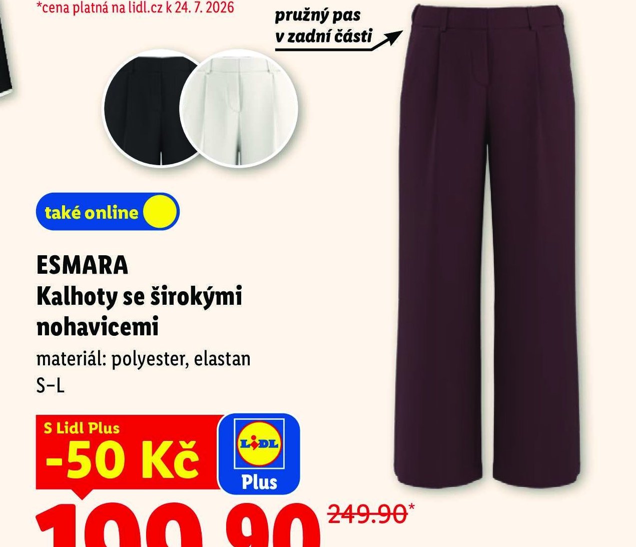 ESMARA Kalhoty se širokými nohavicemi