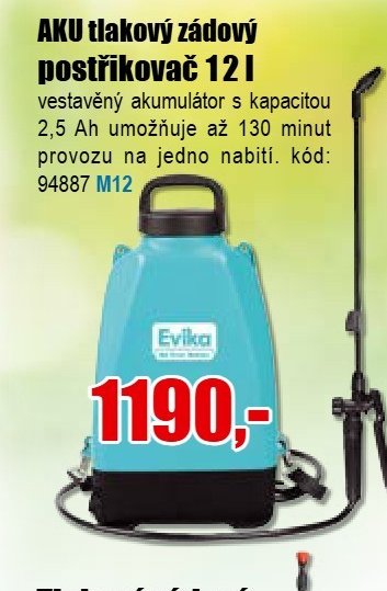 AKU tlakový zádový postřikovač 12 l