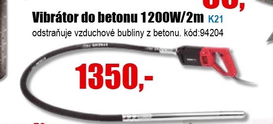 Vibrátor do betonu 1200W/2m