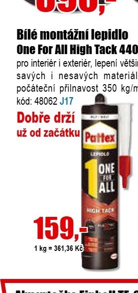 Bílé montážní lepidlo One For All High Tack 440g