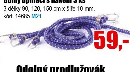 Gumy upínací s hákem 3 ks