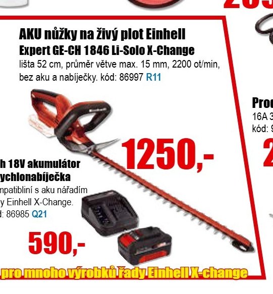 AKU nůžky na živý plot Einhell Expert GE-CH 1846