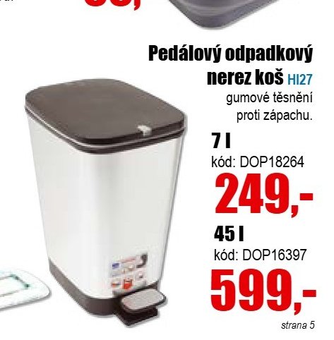 Pedálový odpadkový nerez koš