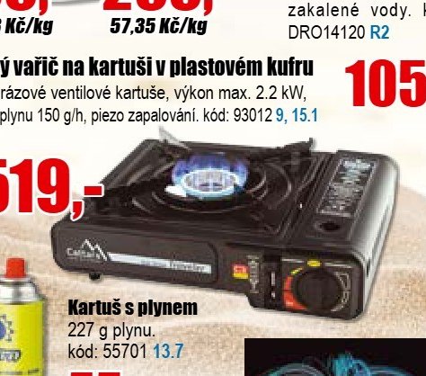 Plynový vařič v plastovém kufru