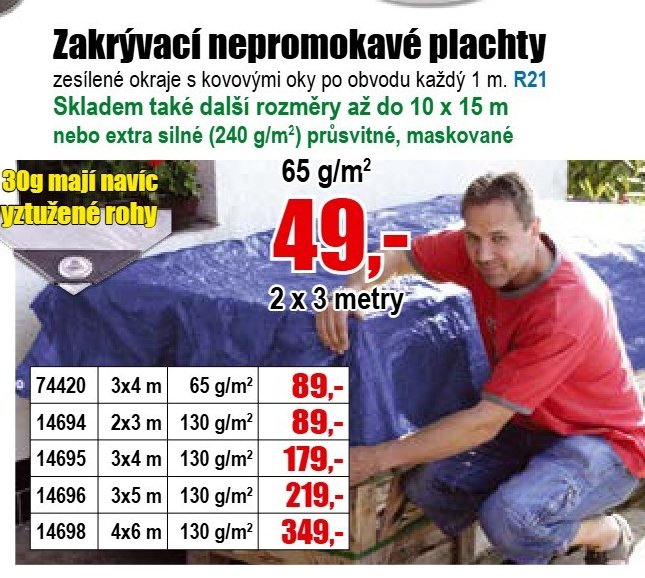 Zakrývací nepromokavé plachty