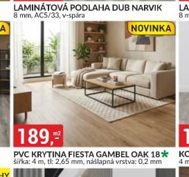 PVC KRYTINA FIESTA GAMBEL OAK 18, šířka: 4 m, tl: 2,65 mm, nášlapná vrstva: 0,2 mm