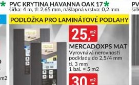 MERCADOXPS MAT, podkladu do 2,5/4 mm, tl. 3 mm, 1 bal. = 5 m2