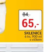 SKLENICE 6 ks, 900 ml s víčkem