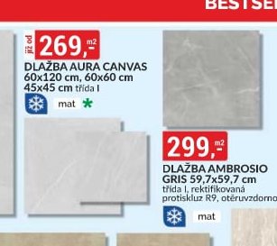 DLAŽBA AURA CANVAS 60x120 cm, 60x60 cm 45x45 cm - bauMax akcniletaky.com
