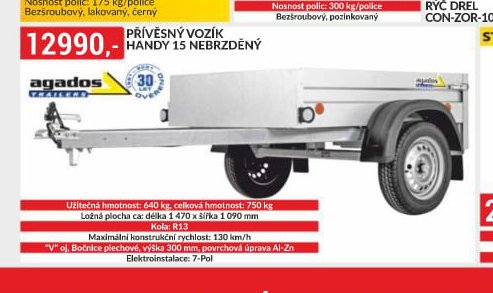 Přívěsný vozík Handy 15 nebrzděný - bauMax akcniletaky.com