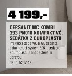 CERSANIT WC KOMBI 393 PN010 KOMPAKT VČ. SEDÁTKA Z DUROPLASTU