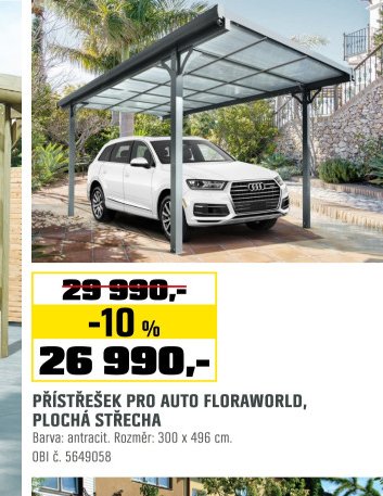 PŘÍSTŘEŠEK PRO AUTO FLORAWORLD, PLOCHÁ STŘECHA