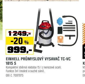 EINHELL PRŮMYSLOVÝ VYSAVAČ TC-VC 1815 S