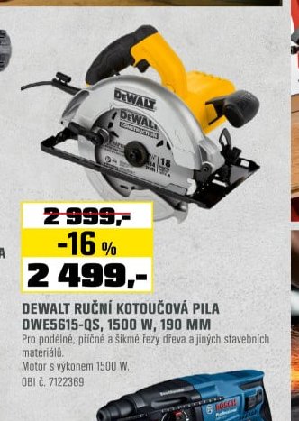 DEWALT RUČNÍ KOTOUČOVÁ PILA DWE5615-QS, 1500 W, 190 MM - OBI akcniletaky.com
